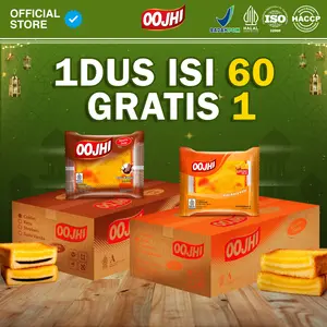 OOJHI Roti Panggang Bakar 1 Dus Isi 60 pcs Rasa Cokelat dan Rasa Keju Cemilan Bersertifikat BPOM & Halal 60g
