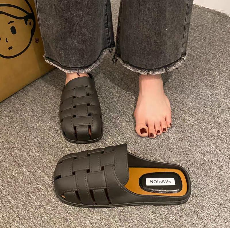 Product Introduction of Footwear (+1 size) 2024 Korean fashion Walking Shoes slip-ons thick bottom Mules sandals for women outfit 5