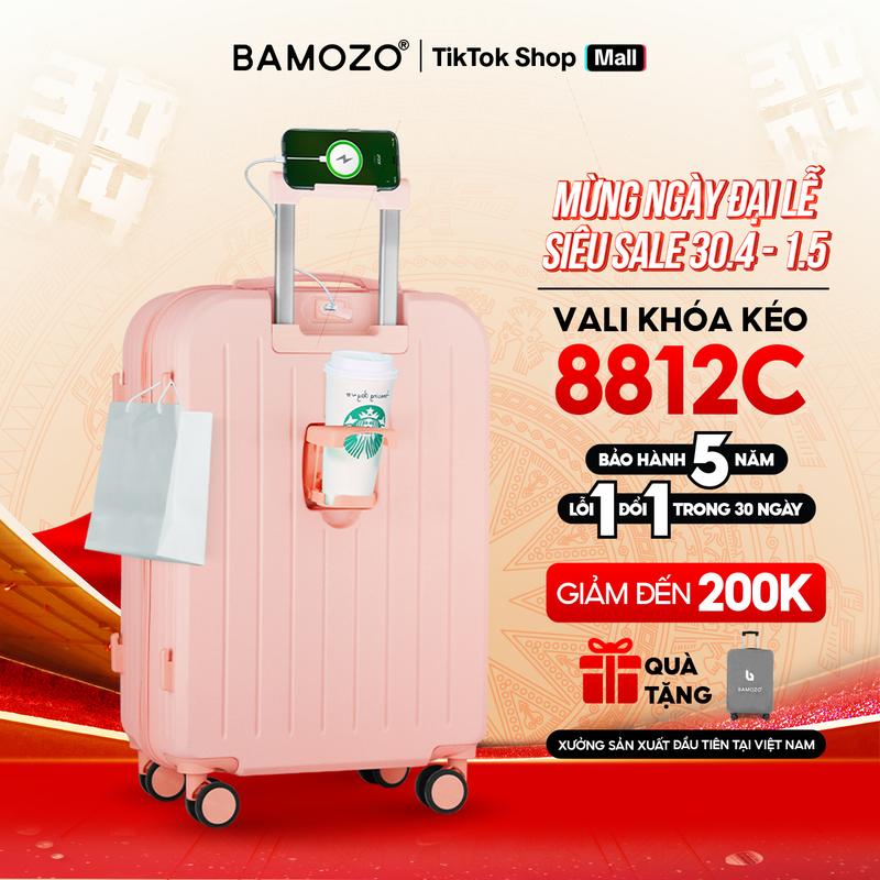 [DEAL VALI] Vali Du Lịch 8812 Bản Cao Cấp Bamozo Size 20/24 Nhựa ABS PC  4 Bánh Xoay 360 - Tặng Bọc Vali