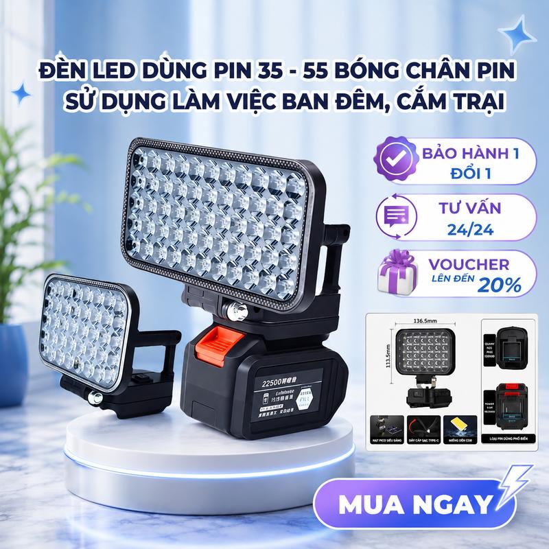 Đèn Led 35/55 Mắt Siêu Sáng Sử Dụng Chân Pin Phổ Thông 4 Cm Có 2 Chế Độ Sáng,…
