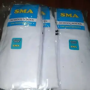 Kaoskaki | 3pasang kaos kaki anak sekolah putih telapak hitam panjang sebetis lembut dan nyaman di gunakan Sd