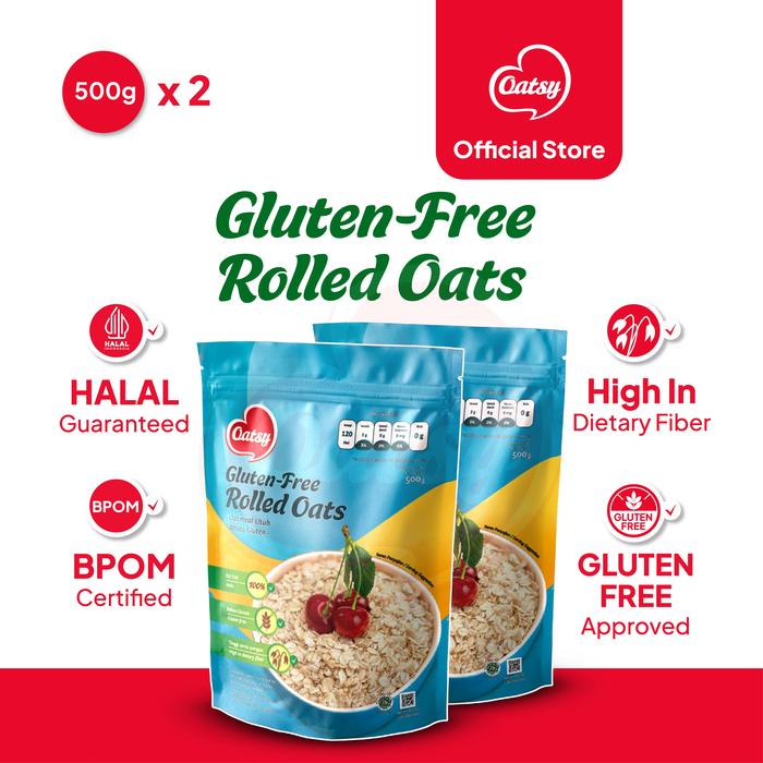 Gambar OATSY Gluten Free Rolled Oats 500gr (Double Pack) dari Oatsy Oatmeal & Muesli Kota Administrasi Jakarta Barat Tokopedia