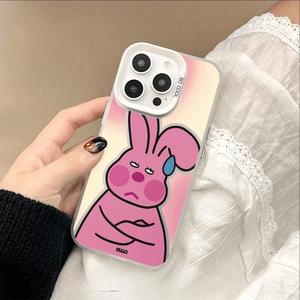 กระต่ายพูดไม่ได้เข้ากันได้กับเคส iPhone16 พรีเมี่ยม Sense iPhone15 ใหม่ iPhone14 ป้องกันการตก 13/12 สีเงินความคิดสร้างสรรค์ 11 / XSMax การ์ตูน XR / XS / 8Plus ‌สำหรับผู้ชายและผู้หญิง
