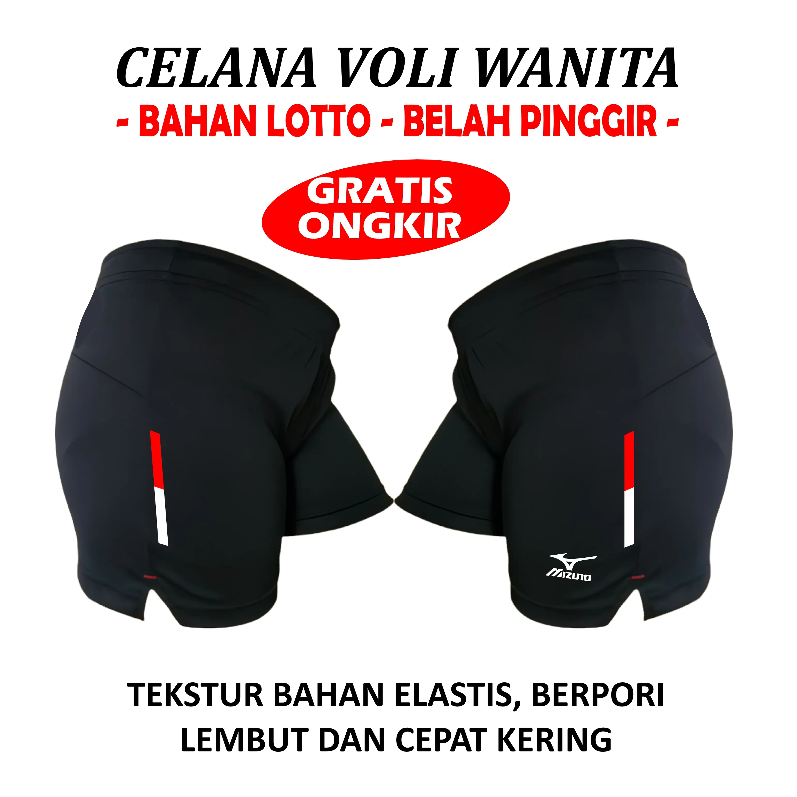 Celana Pendek Olahraga Sport Wanita Bahan Lotto Model Slimfit Belah Pinggir