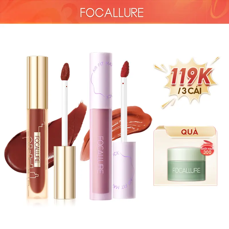 Son môi Focallure MordenUrban Misty City Son tint nhung mờ Thoáng mát Vừa vặn Dưỡng ẩm Sắc tố cao Lâu trôi Mềm mượt + [Free Gift] Acne Mask 1pcs 0