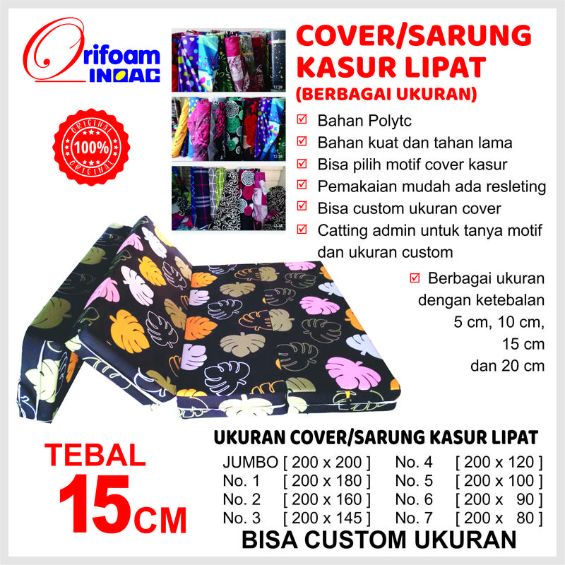 Sarung/Cover Kasur Lipat Inoac Resleting Tebal 15 Cm - Motif Custom - PolyTC Awet 0