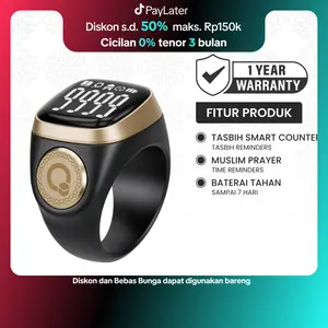 iQibla Zikr Ring Noor 2 N02 Smart Tasbih Digital Hitung Zikir Harian Muslim Modern Baterai Tahan Lama Cincin Zikir