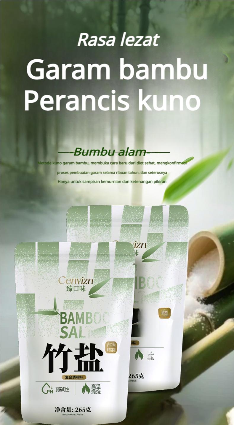 Garam Bambu Panggang Tradisional 800°C, Alami, 0 Aditif, Meningkatkan Rasa dan Kesegaran, Tanpa Zat Anti-penggumpalan, 265g, Cocok untuk Penggunaan di Rumah oleh Usia Menengah dan Lanjut