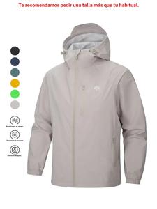 Chamarra con capucha y cierre para hombre, casual a prueba de viento e impermeable con bolsillos, ideal para senderismo, ciclismo, campismo y escalada, ropa de abrigo para actividades al aire libre