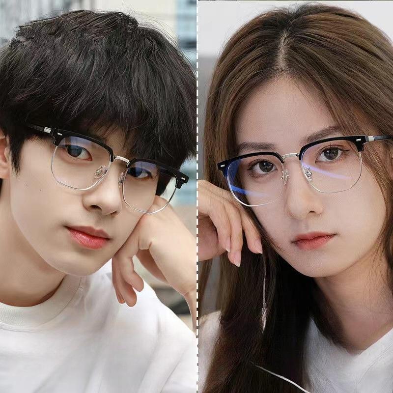 Product Introduction of New retro personalized trendy eyebrow rack for men, casual and trendy half-frame anti-blue light glasses, plain mirrors for women Eyeglasses 5