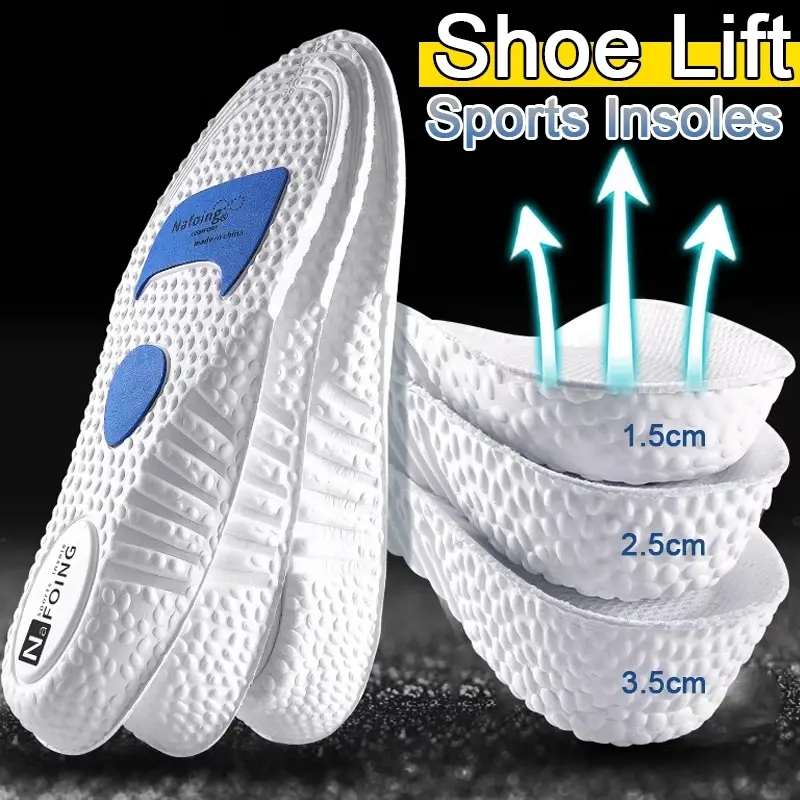 1.5-3.5cm Height Increase Insoles Silicone Memory Foam Shoe Insoles Arch Support Cushion Sports Running Insoles