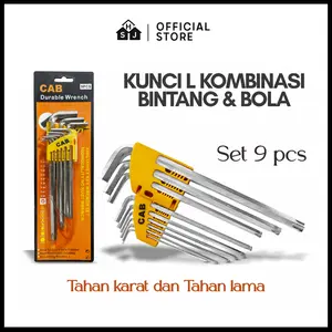 Kunci L Set 9 pcs Kombinasi Bintang Bola Hex Set Key  TF Tools CAB