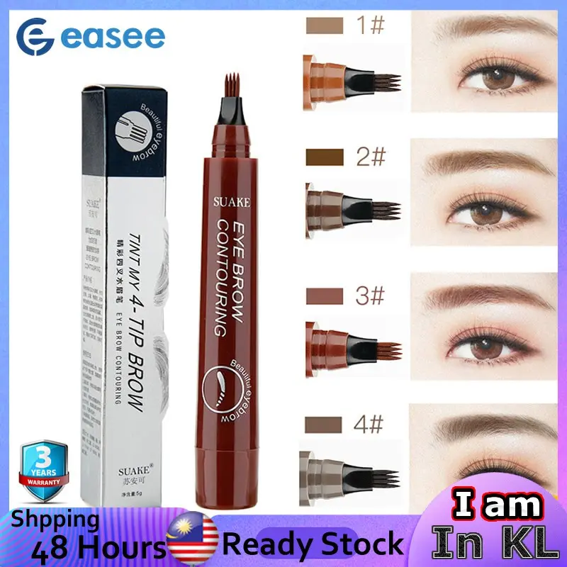 Suake Pensil Alis 4 Garis Anti Air 4 Tip Brow Microblading Eyebrow Contouring Waterproof