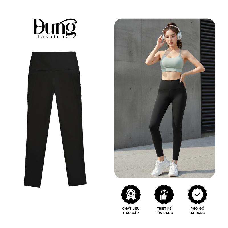  QUẦN LEGING NỮ DÀI L1  KHÔNG TÚI CẠP CAO 12CM  ÔM GỌN MÀU ĐEN  CHẤT UMI HÀN CAO CẤP  CO GIÃN 4 CHIỀU MSP: 13 