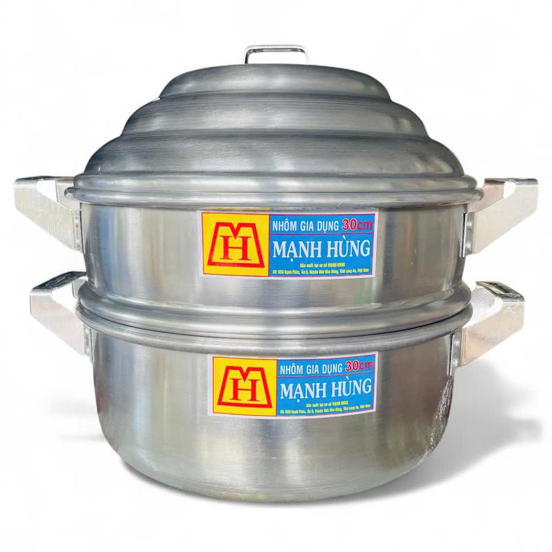  Nồi Hấp 2 Tầng Cao Cấp Mạnh Hùng Đường Kính 30cm 34cm 38cm - Xửng Nhôm Dày dặn 