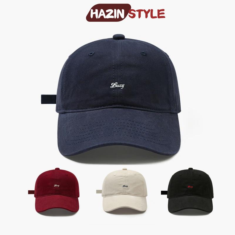  Mũ lưỡi trai nam nữ HAZIN thêu chữ Lucy form mềm vải kaki cao cấp phong cách basic 
