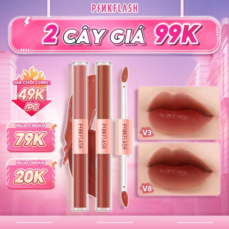 【 Voucher 79K  PINKFLASH DoubleSense Son môi ombrelips tint nhung ombrelips lì hai đầu  2 Trong 1 nhẹ sắc tố cao lâu trôi 30g