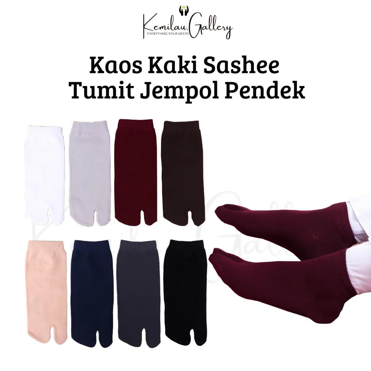 Sashee Kaos Kaki Tumit Jempol Polos Panjang Semata Kaki