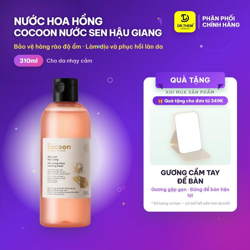 Nước Hoa Hồng Cocoon Nước Sen Hậu Giang Toner Hỗ Trợ Phục Hồi Cấp Ẩm Làm Dịu Cho Da Rất Nhạy Cảm 310ml - Dr Thêm