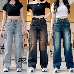 Celana cargo baggy jeans highwaist celana unisex gombrong kargo premium tebal size jumbo 27-38