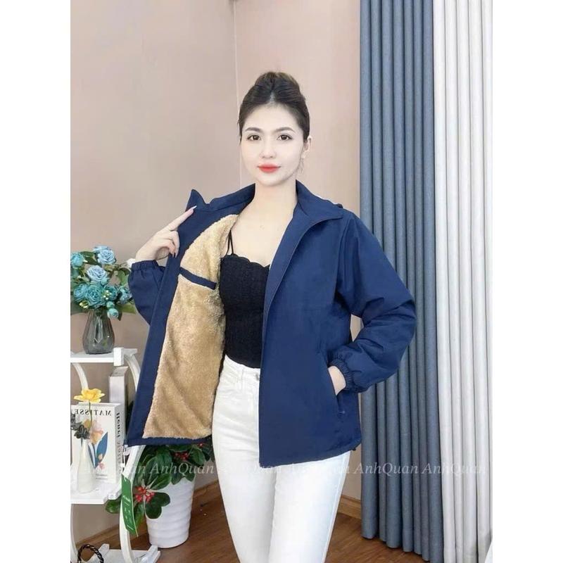 Áo Khoác Gió Lót Lông Nữ 2 lớp Cao Cấp Bên Trong Lót lông Mềm Mịn Chống Nước Chống Gió Siêu Ấm Áp
