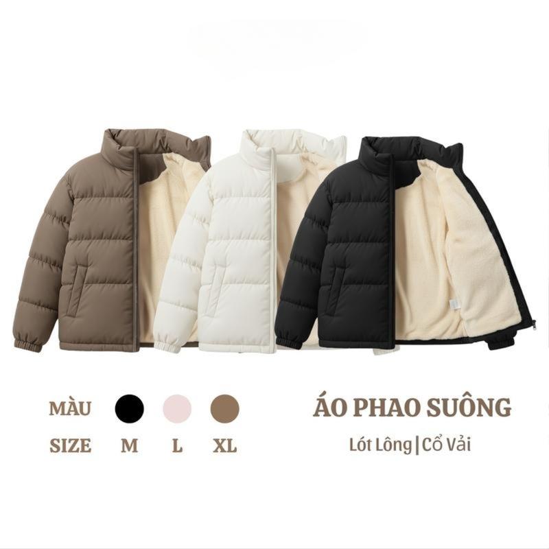 Áo Khoác Phao Suông Lót Lông Cừu Cao Cấp Áo Đại Hàn Dày Dặn Chống Rét Giữ Ấm Cơ Thể Cho Nam Nữ Unisex Menswear 2025