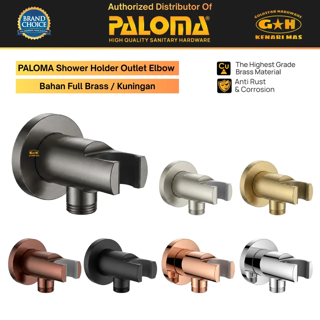 PALOMA HHP 1101 Shower Holder Outlet Elbow Shower Tanam Gantungan Hanger Handshower Chrome Matte Black Gold Emas Antik Rose Gold Grey Abu Abu CoklatHHP 1101