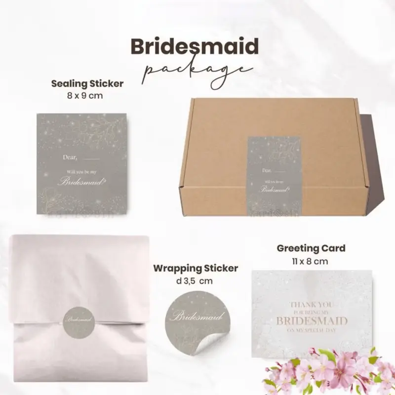 FULL SET Box Bridesmaid with Sticker and Card Bridesmaid 2