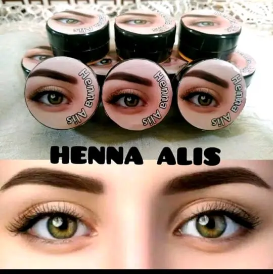 kemasan bulat henna alis hitam dan coklat