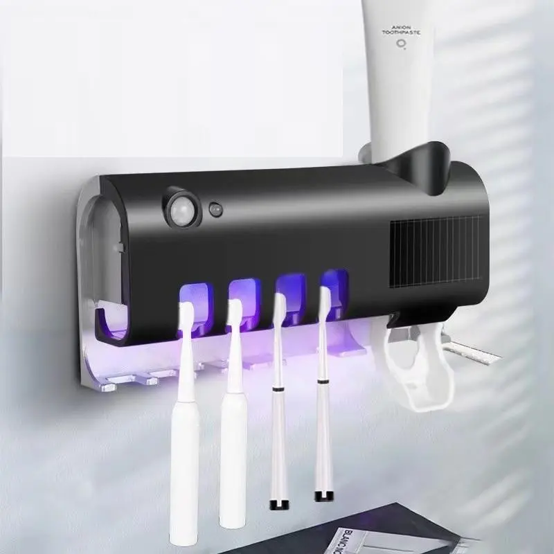 HELU Tempat Holder Sikat Gigi Dan Dispenser Odol Dengan UV Light Otomatis Sterilizer Sikat Gigi Dinding