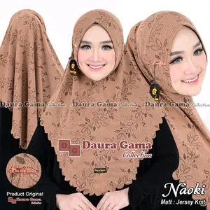 Alfiera- NAOKY hijab instan Bergo ped sabit jersey knit motif by dauragama Muslim