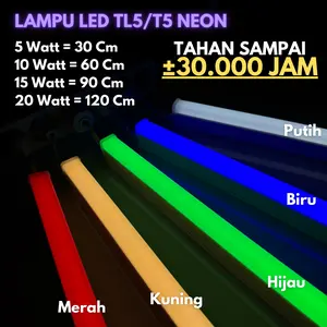 [GUNCANG 12.12] Lampu MYVO TL5 Neon T5 LED 5/10/15/20 Watt Tube Warna Warni  Putih White 30cm / 60cm / 90cm / 120cm