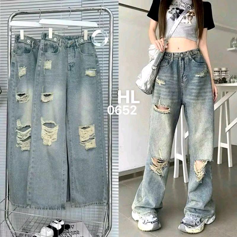 Quần jean nữ ống rộng rách gối 5