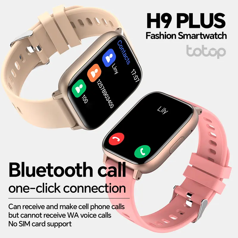 Totop SmartWatch H9 PLUS Fashion Bluetooth upgrade Smartband 2.01 inch HD Screen Full Touch Bluetooth Call Jam Tangan Fitness Tracker Calculator Custom Wallpaper Music Wanita Pria 3