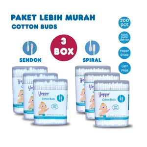 Yoppo Baby  Cotton Bud Bayi isi 200 Pcs / Cotton Bud newborn / Korek Kuping Bayi / Pembersih Kuping