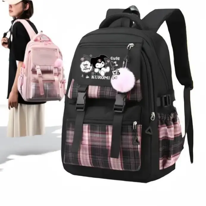 Tas Ransel Anak Perempuan Kuromi Bags Tas Sekolah Free Botol Minuman Nano Spay Jam Tangan Gantungan Lucu BISA COD Fashion Sekolah Wanita Aksesoris 8