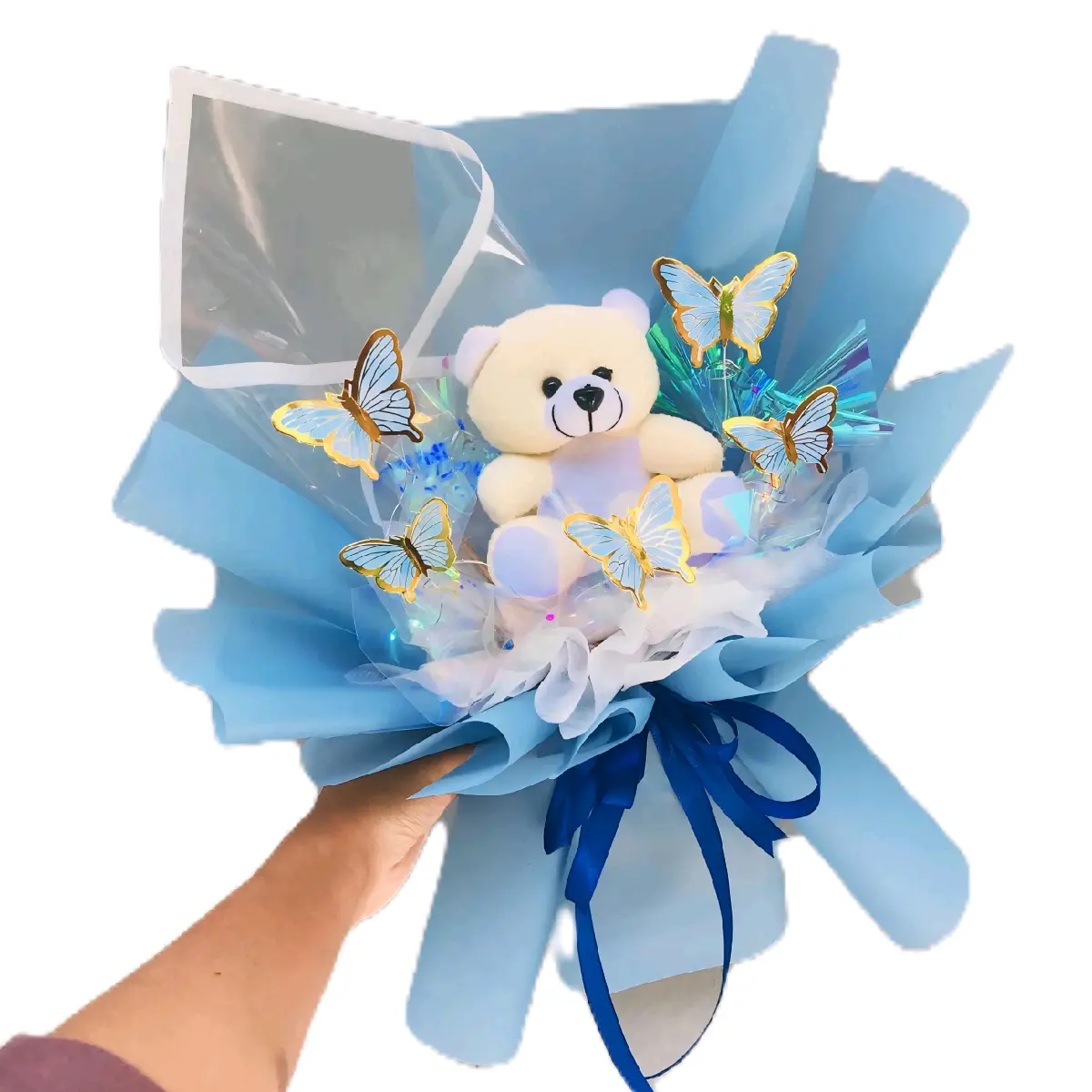 Buket boneka+kupu kupu LED cantik / buket kupu kupu /buket boneka /buket ultah Dolls