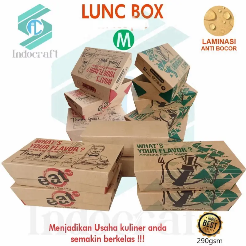 (isi 35) M craft cetak motif /dus makanan paperplunchbox takeaway dus ayam lunch box papr dus ayam geprek dus mie gacoan dus dimsum 0