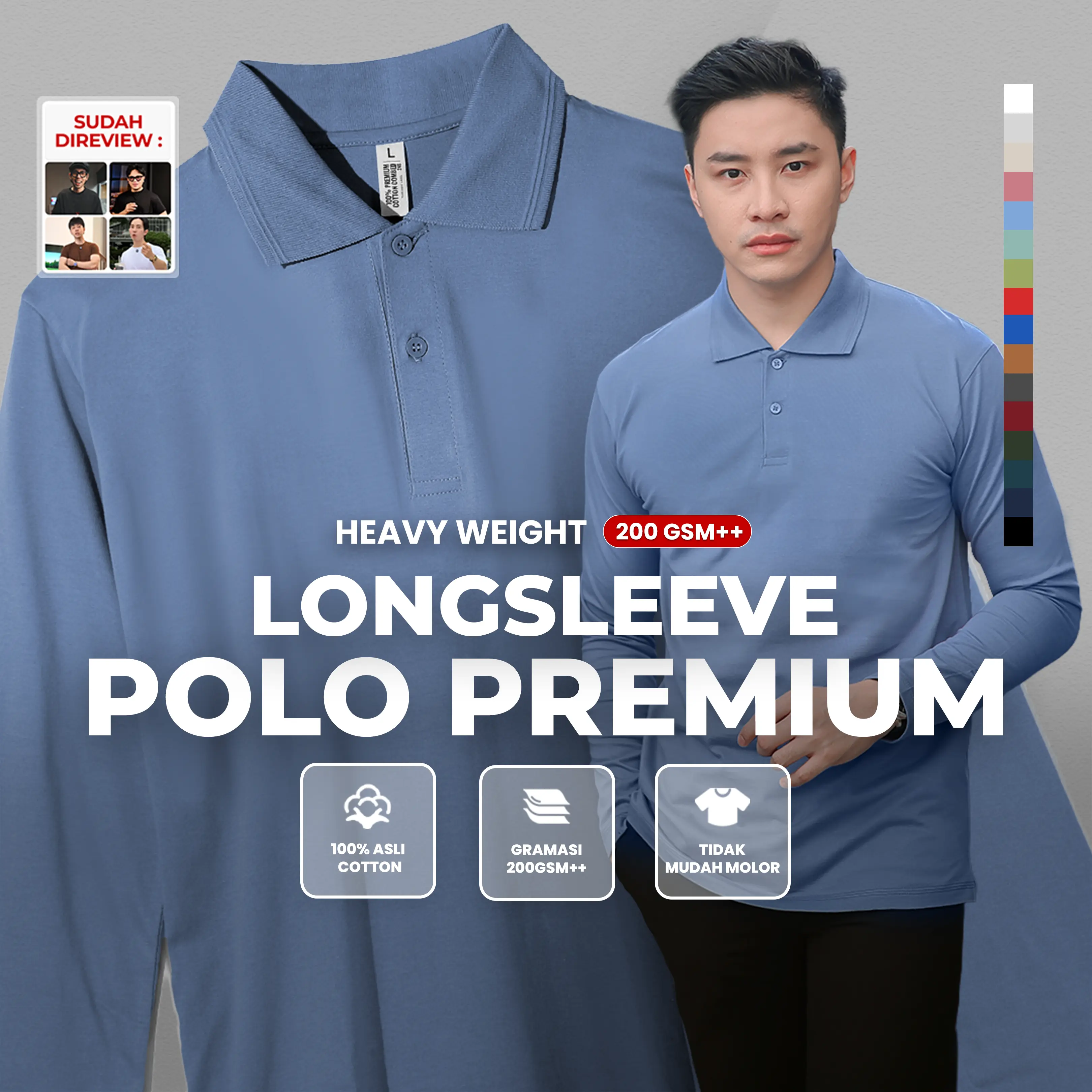 Longsleeve Polo Shirt Kaos Kerah Lengan Panjang Formal
