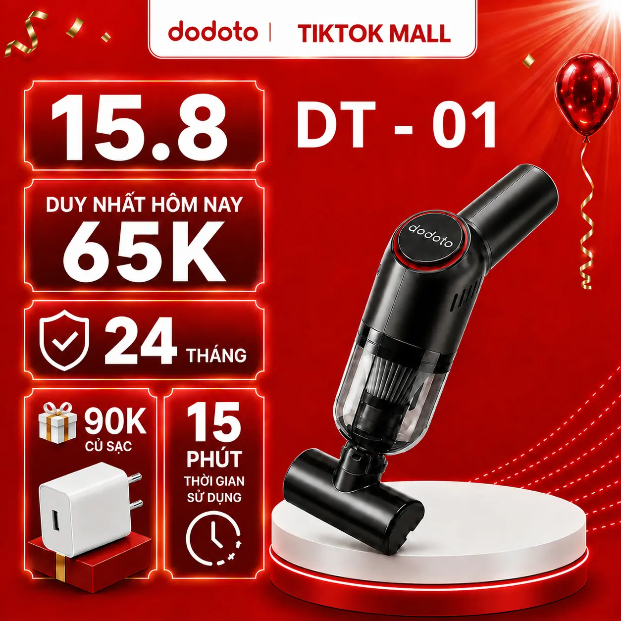 Máy hút bụi cầm tay mini không dây dodoto - đa năng, gọn nhẹ, lực hút mạnh gấp 3 lần, 3 lớp lọc bụi dùng cho ô tô, gia đình, sofa, giường nệm bảo hành 24 tháng zx ght