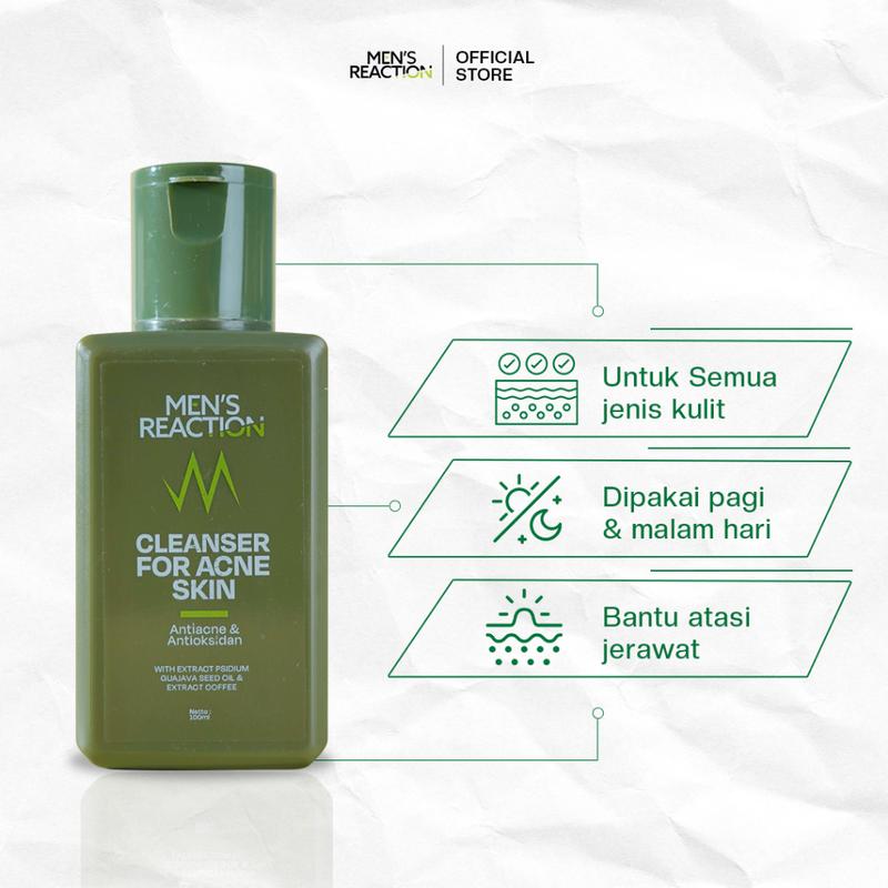 Mensreaction Cleanser for Acne Skin - Membantu Atasi Jerawat & Cerahkan Wajah Kusam 2