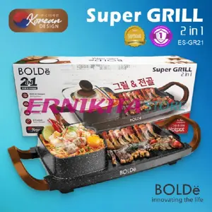 BOLDe SUPER GRILL 2in1 Grill Hotpot Glass Lid Elektrik 1200W