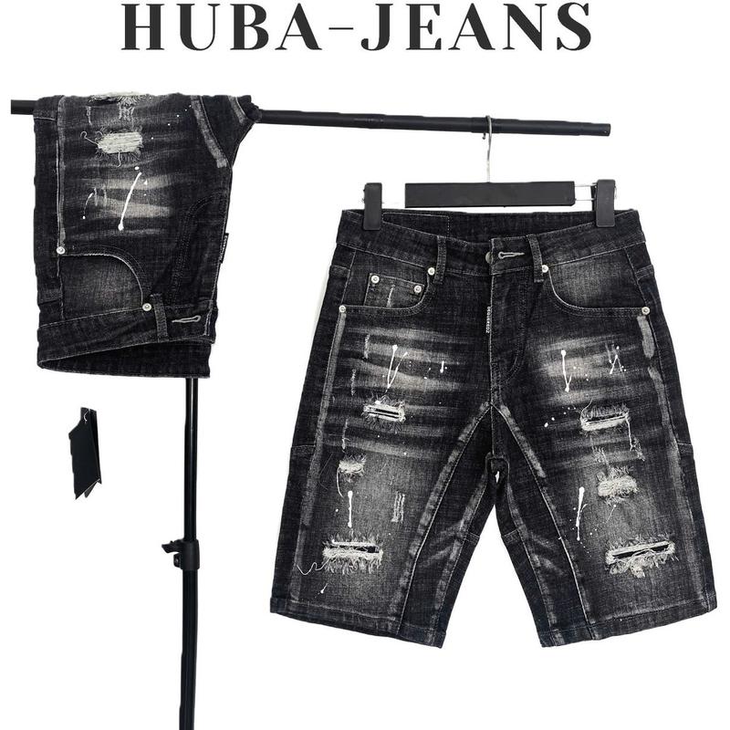 Quần sort jeans nam HUBA-JEANS wash rách Ôm gọn Menswear Pants Có Túi Denim quầntàntật quần purple quần biker