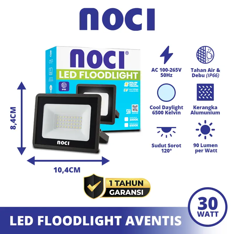 Noci Lampu Tembak Sorot IP66 LED Flood Light 20-150 Watt Cahaya Kuning 3000K/Putih 6500K Super Terang Hemat Daya