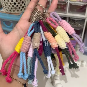 FREEBIES 1 | 50pcs Makrame Lucu Custom Gantungan Kunci Souvenir Pernikahan Bermanfaat Panjang 10 cm Tali 4 mm Souvenir Ulang Tahun Grosir
