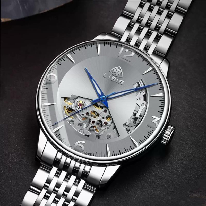  Đồng hồ cơ nam LIBIS LB606 thiết kế đơn giản,sang trọng.Dây thép đúc đặc,khoá luxury 