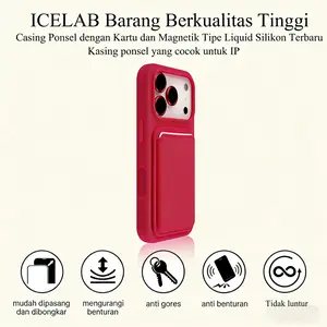 Casing Ponsel dengan Tempat Kartu Magnetik Silikon Cair Baru, Kompatibel untuk iPhone16/17Pro/ProMax - Casing Silikon Pelindung Anti Jatuh untuk Ponsel.