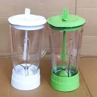 Miyako Gelas Jus Blender Plastik Set Jus Baru dengan Tutup Hijau dan Putih Terlariis