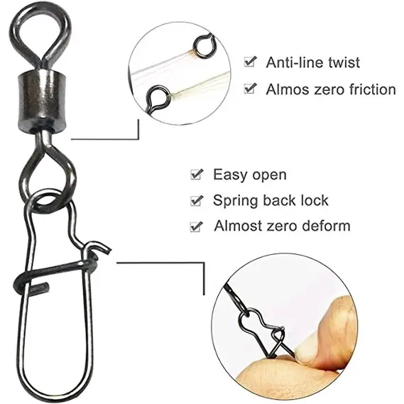 10 PCS PER PACK - QUICK SNAP ROLLING SWIVEL NO #2 #4 #6 #8 #10