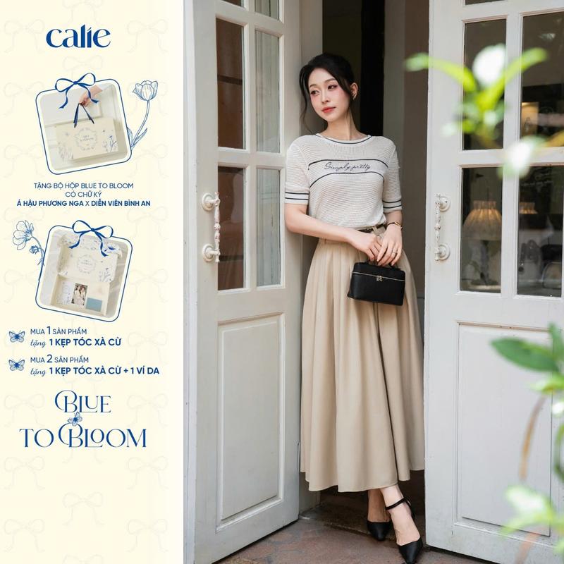 (Blue to Bloom) Chân váy chất kaki dáng xòe kèm belt, form basic che khuyết điểm tốt, chất mát phù hợp mùa hè thời trang nữ Calie CX065